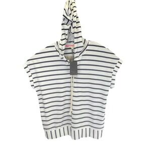 Jane & Delancey Womens  Sz XL  Navy /White Striped S/S Hoodie (Z24) NWTs